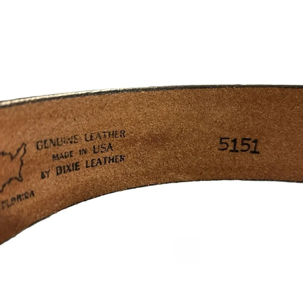 Santa Fe Co Belt Women’s Large Black Leather Western Leather Diamond Concho Belt